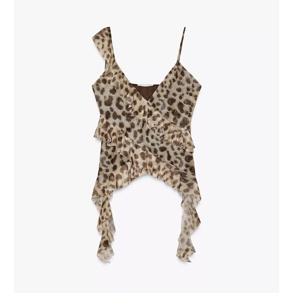 Zara Printed Ruffle top NWT